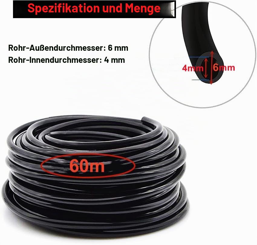 HUAZIZ Garten BewässerungsSystem Garten Bewässerung Kit, 60 m Bewässerungsrohre 212 pcs Micro Drip B
