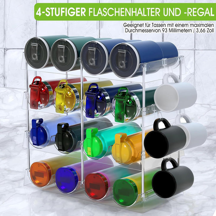 4 Tier Kühlschrank Flaschenhalter, Getränkehalter, Weinregal, klar stapelbar Kunststoff Flaschenabla
