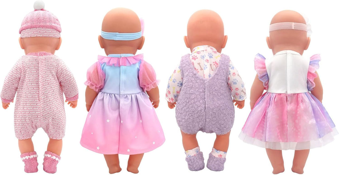 4-Packungen Puppenkleidung für 36-43 cm Baby Puppen mit Hut und Stirnband (Keine Puppe)