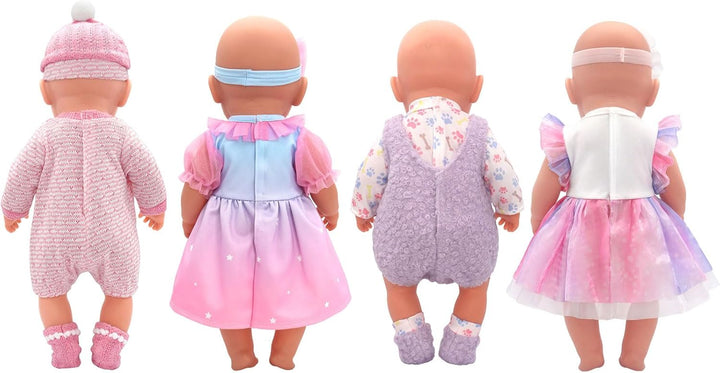 4-Packungen Puppenkleidung für 36-43 cm Baby Puppen mit Hut und Stirnband (Keine Puppe)