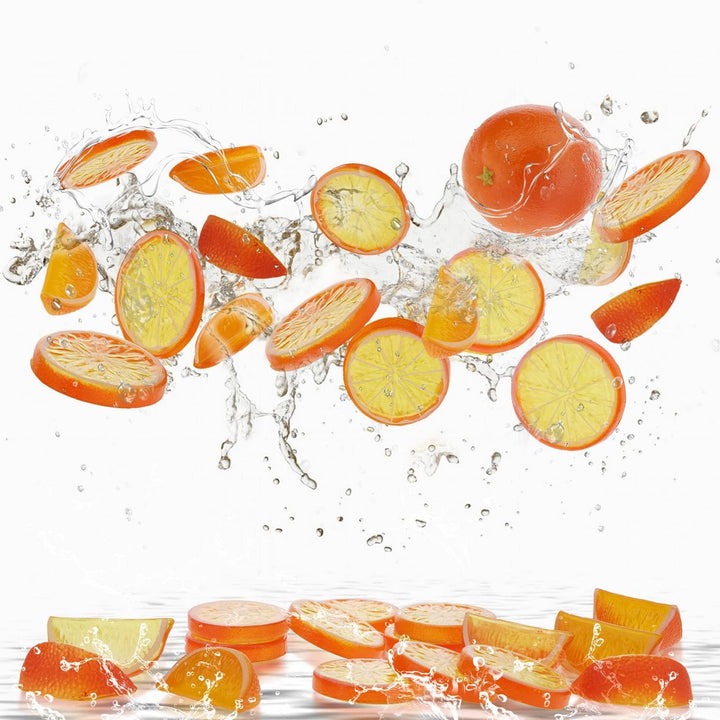 Woration 19 Stück künstliche Orange & Scheiben Blöcke Simulation Früchte Modell Realistische Orange