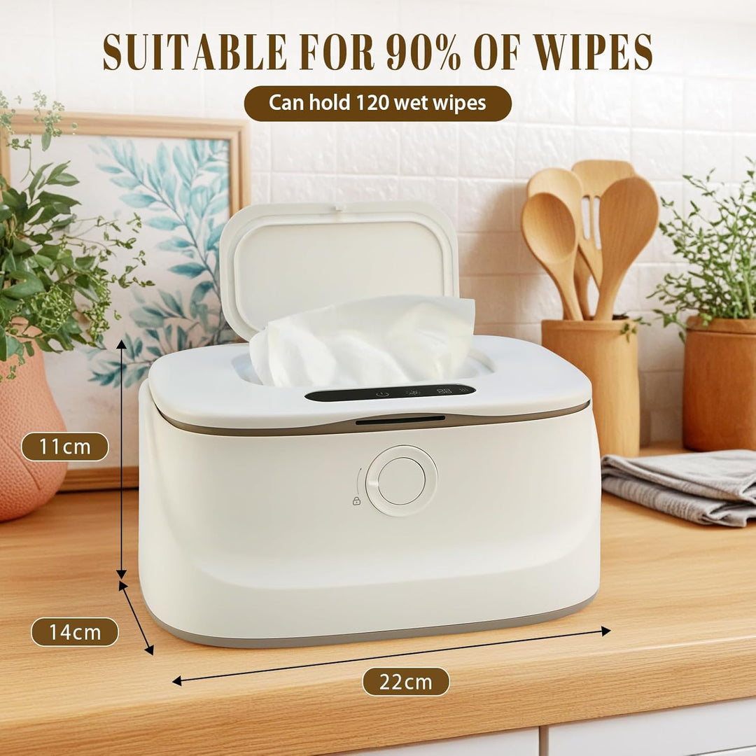 Baby-Feuchttuchwärmer, 3 Temperatur- und 3 warmen Nachtlichtern, schnelles Aufheizen, USB-Aufladung,