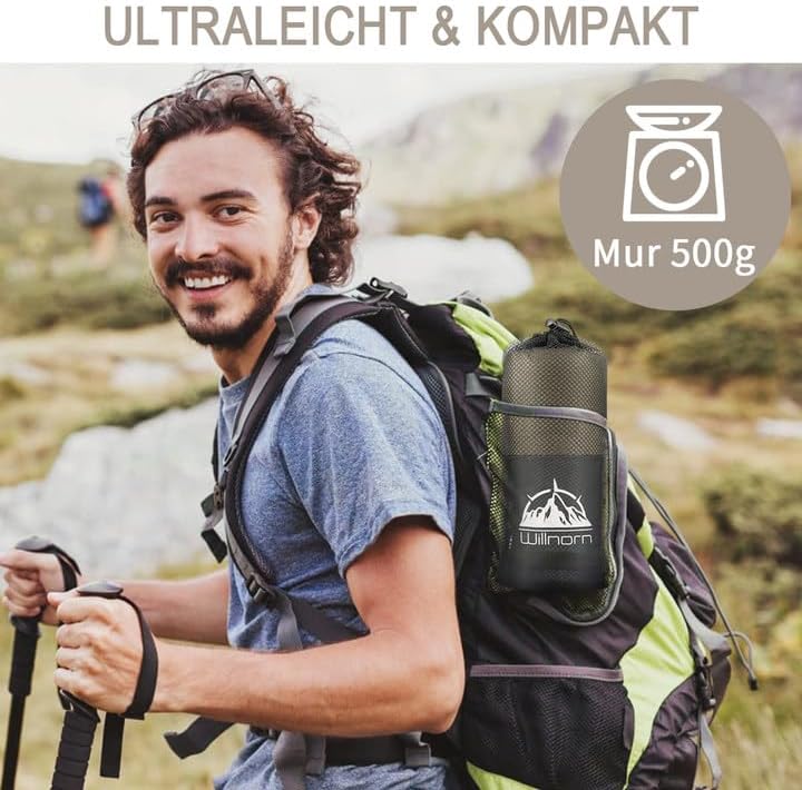 2in1 Hüttenschlafsack aus Mikrofaser, Hüttenschlafsack mit durchgängigem Reissverschluss, Leichter K