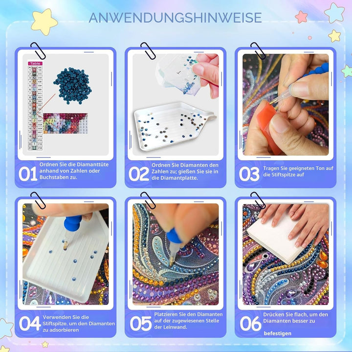 KEYRANKE 4er Diamond Painting Kinder Kleine Bilder, Diamant Painting Bilder Set Tiere Katze Faultier