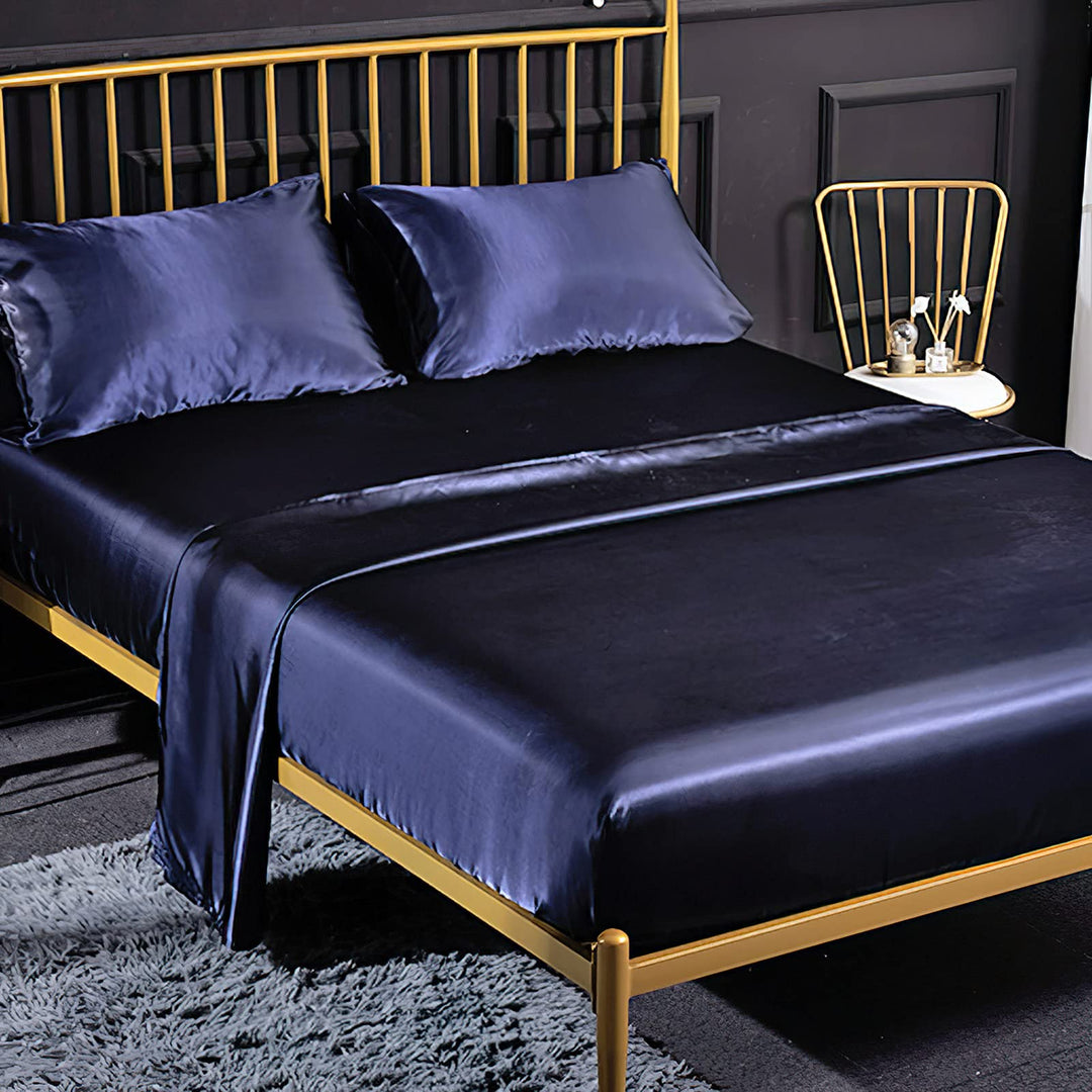 Jemiipee Spannbettuch Einfarbig Satin Seide Glänzend Betttuch Leintuch 180x200 cm für Matratzen bis