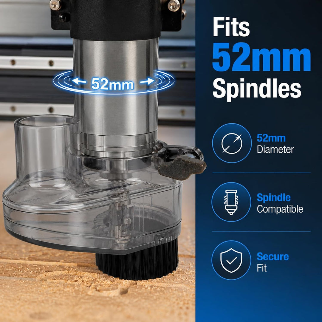 CNC Diameter Router Dust Shoe CNC 52mm Diameter Clear CNC Dust Boot with 38mm Hose Diameter for 52mm