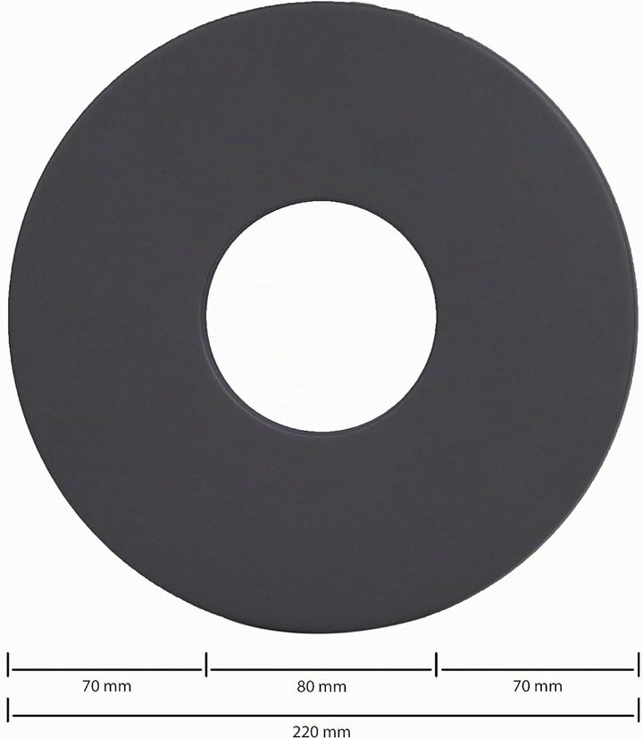 LANZZAS Pelletrohr Wand-Rosette mit 70 mm Rand - für den Durchmesser 80 mm - Farbe: schwarz-metallic