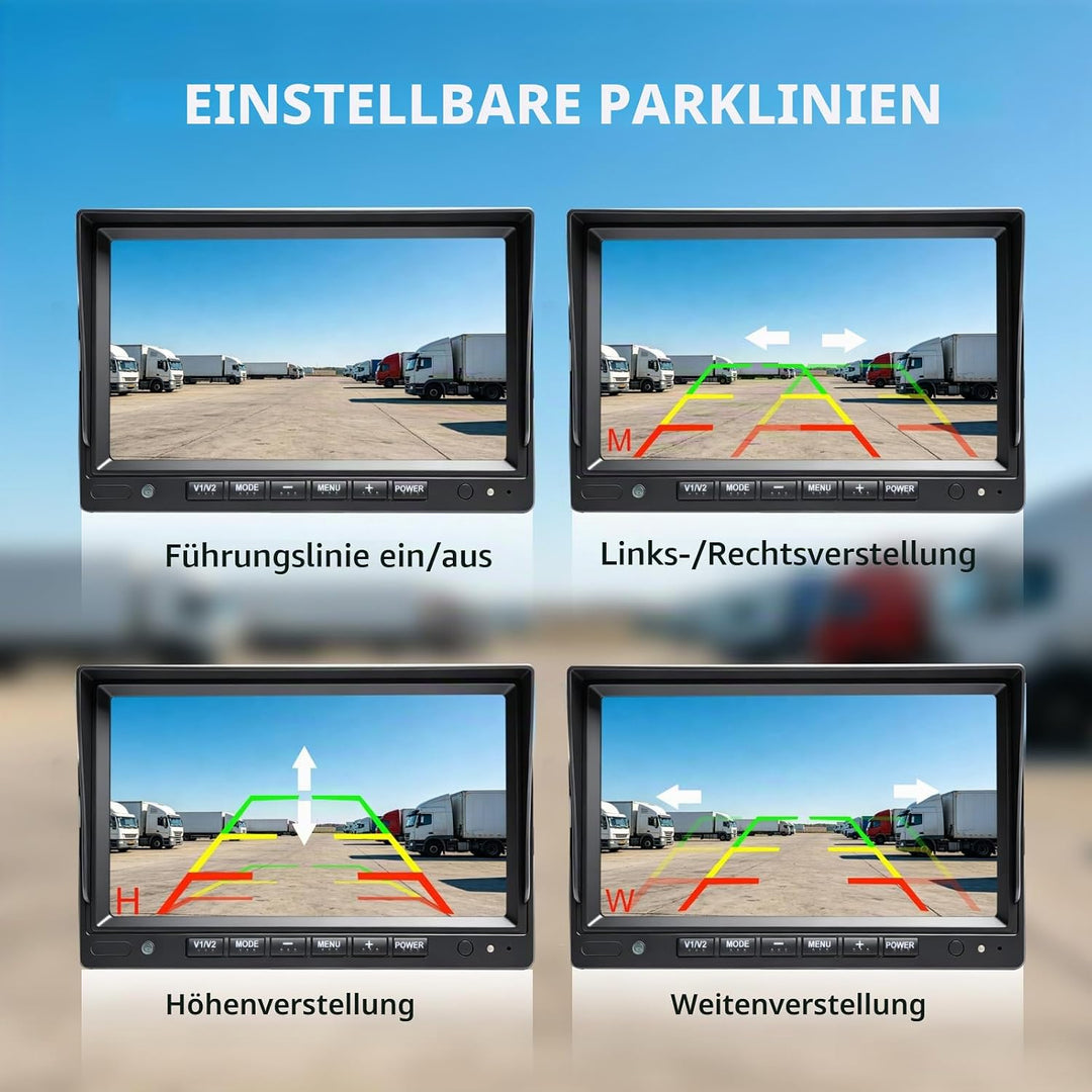 PARKVISION Rückfahrkamera Set mit 7 Zoll HD Monitor &amp; IP68 Kamera – 110° Weitwinkel &amp; IR-Nachtsicht