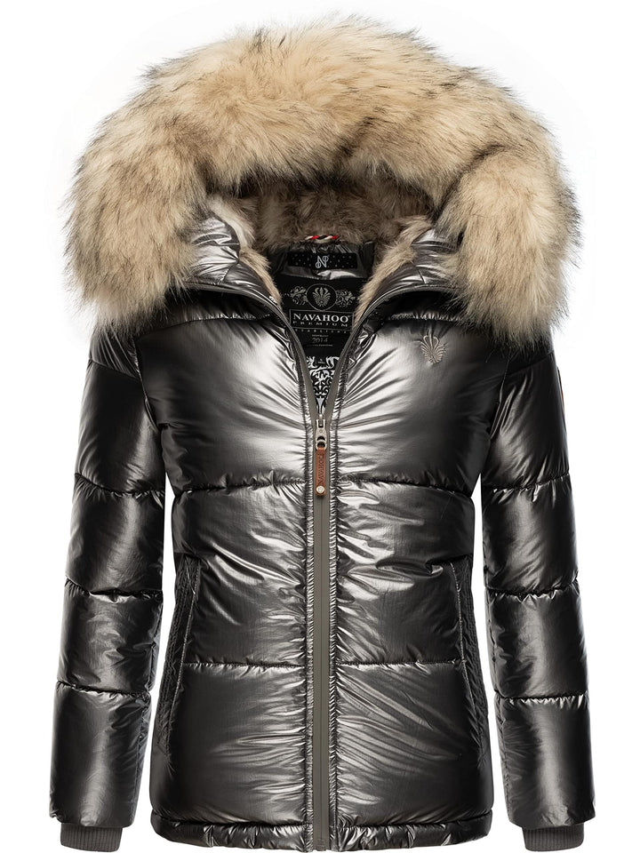 Navahoo Damen Winterjacke Steppjacke warm mit Kunstfellkapuze Tikunaa XS-XL XL Anthracite, XL Anthra