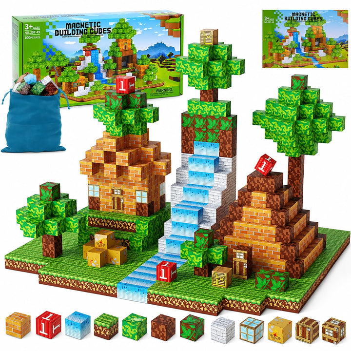 Magnetische Bausteine [100PCS 2.5cm] Bauen Mine Magnete Welt Set für Kinder Montessori Kreative Spie