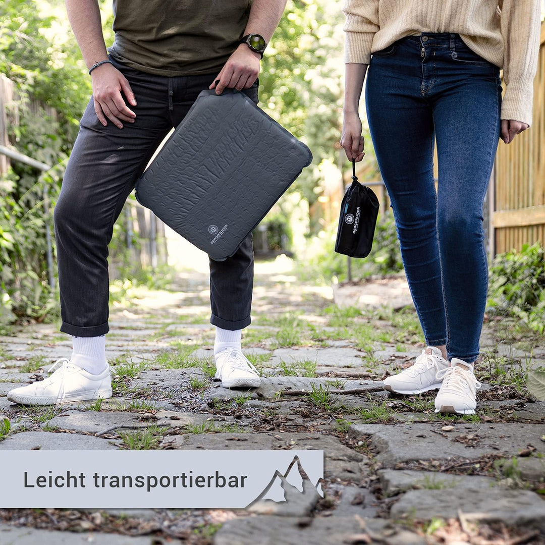 Ultraleichtes Sitzkissen Selbstaufblasend - Camping Sitzmatte Outdoor Thermokissen aufblasbar Grau 4