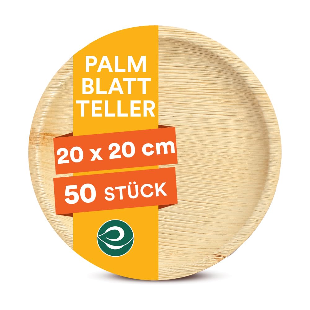 ECO SOUL 100% kompostierbare 20 cm, runde Palmblatt Teller [25 Stück] I Premium Palmblatt Geschir I