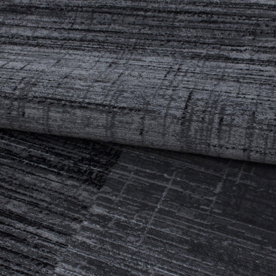 Carpetsale24 Teppich Wohnzimmer Abstrakt Kariert Design Schwarz Meliert 240 x 340 cm - Kurzflor Tepp