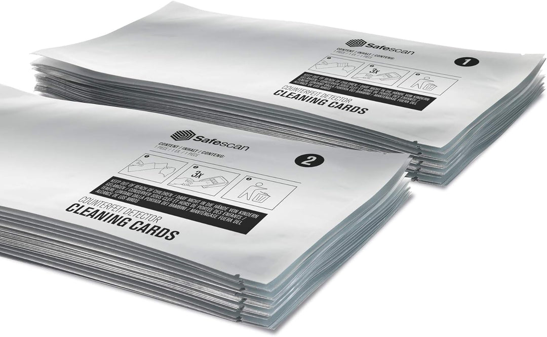 SAFESCAN 136-0545 Reinigungskarter für Geldscheinprüfgeräte - 2x 10 Stück, 10 x 5 cm