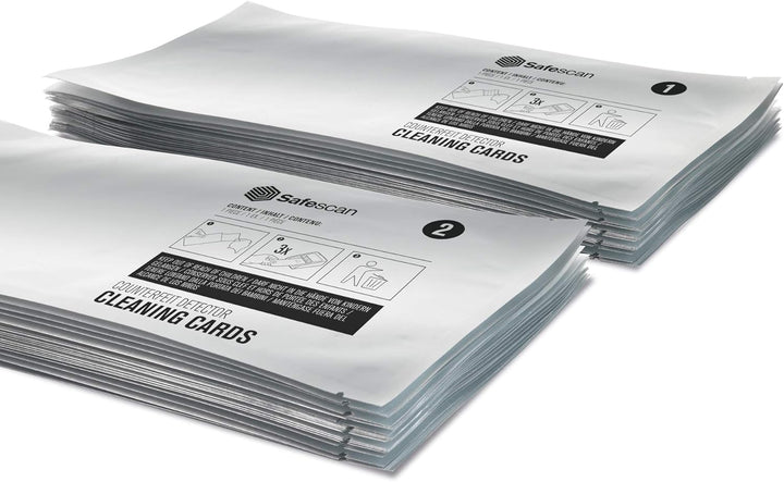 SAFESCAN 136-0545 Reinigungskarter für Geldscheinprüfgeräte - 2x 10 Stück, 10 x 5 cm