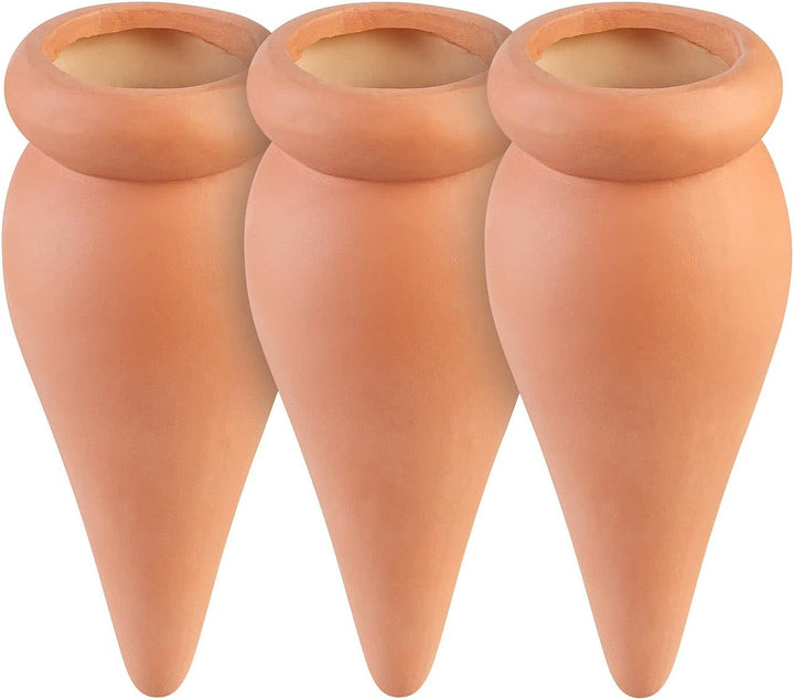 Royal Gardineer Wasserspender Pflanzen: 6er-Set 2in1-Terracotta-Wasserspender für Topfpflanzen (Wass