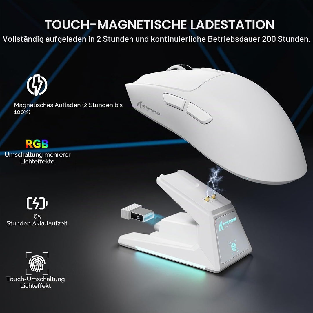 MAMBASNAKE x Attack Shark X1 Gaming-Maus mit Ladestation, 49g Ultralight, 40K DPI PAW3395 PRO-Sensor