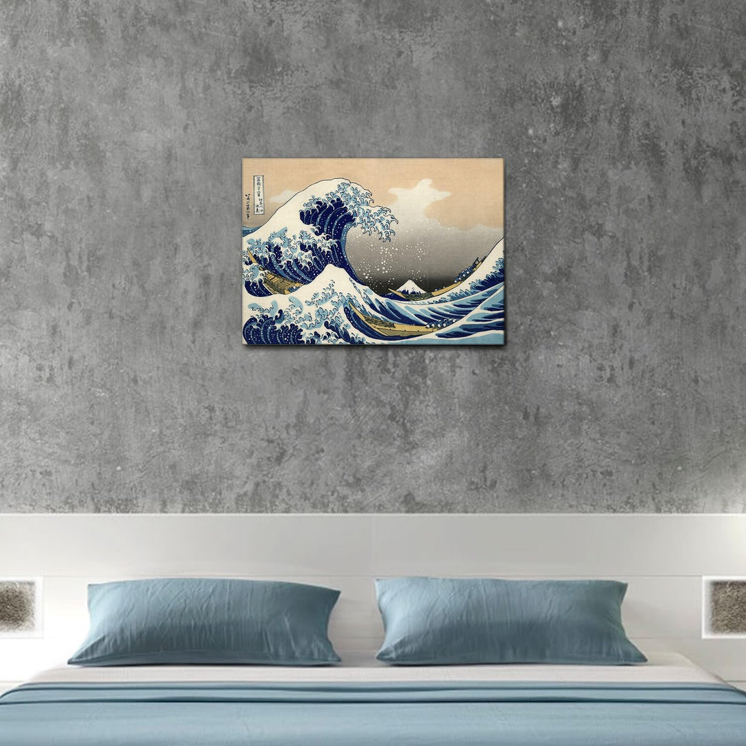Giallobus - Gemälde - Hokusai - Die grosse Welle von Kanagawa - Leinwand - 70x50 - Bereit zum Aufhän