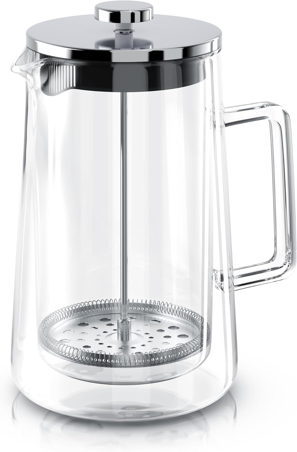 Arendo - French Press 1 Liter – Kaffeepresse - Thermo Doppelwand Design - aus Glas - Kaffeebereiter