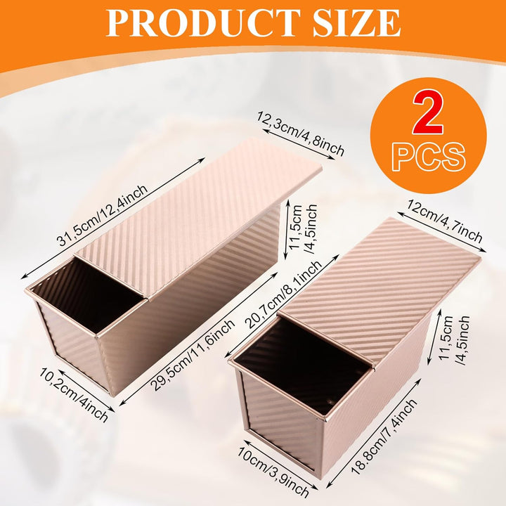 WOPPLXY 2 Stück Brotbackform mit Deckel, 1000g und 450g Toastbrot Backform mit Deckel, Antihaftbesch