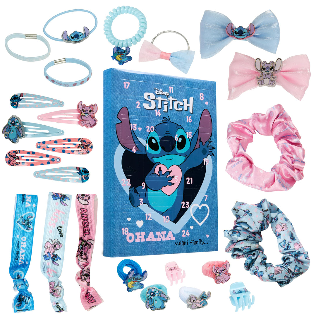 Disney Stitch Adventskalender 2024, Haarschmuck & Accessoires für Mädchen (Blau), Blau