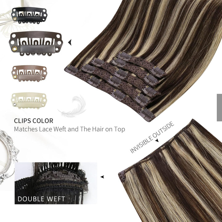 Moresoo Clip Extensions Echthaar Braun Haarextension Clips Remy Echthaar Extensions Clip in Haarverl