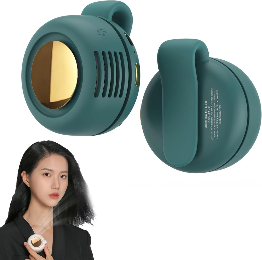 Small Clip Fan,Portable Silent Mini Bladeless Fan Clip On,Tragbarer Clip Ventilator,3 Geschwindigkei