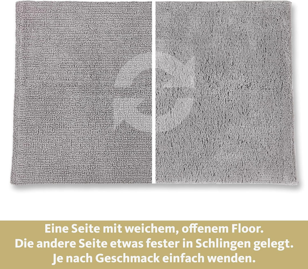Schöner Wohnen Kollektion Badteppich 40 x 60 cm – beidseitig verwendbar – waschbar – 100% Baumwolle