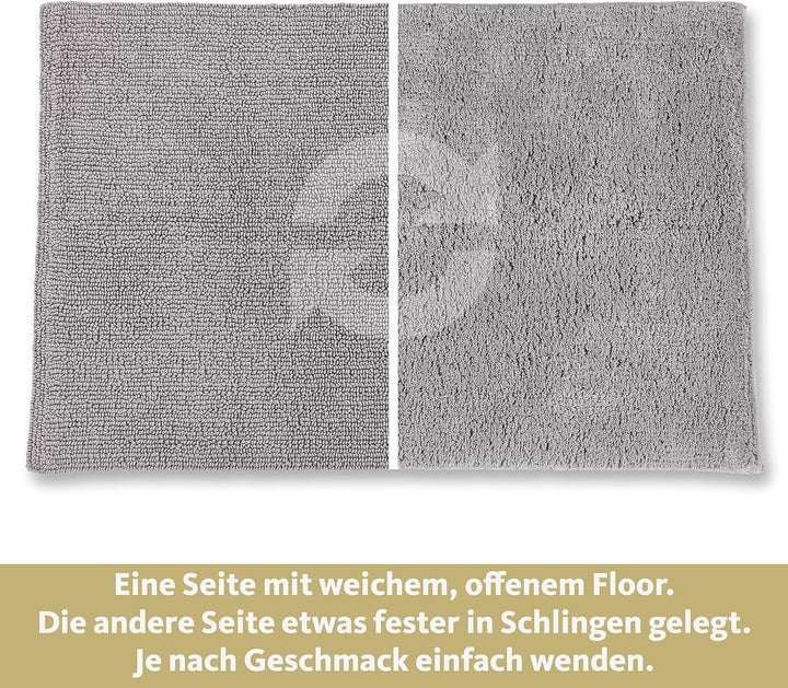 Schöner Wohnen Kollektion Badteppich 40 x 60 cm – beidseitig verwendbar – waschbar – 100% Baumwolle