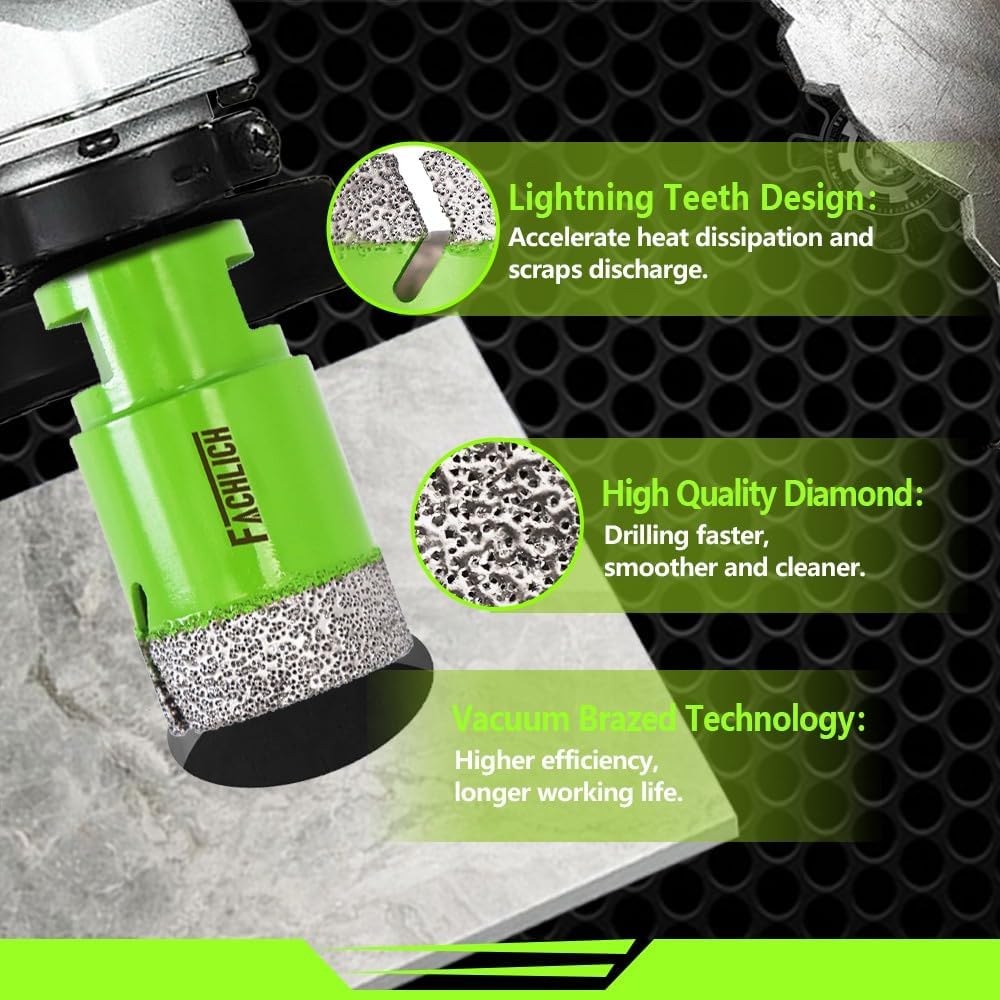 FACHLICH Diamant Fliesenbohrer Set 20/25/35/50mm M14 Diamantbohrer Lochsäge für Porzellan Fliese Gra