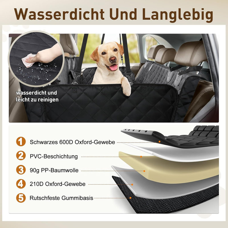 Gimars Grosse Verdickte Hundedecke Auto Rückbank 156 * 136 cm, wasserdichte Autoschondecke Hund Rück