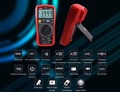 Multimeter UNI-T UT890D+ Effektivwert Voltmeter Amperemeter Ohmmeter AC/DC-Zählerstrom Spannungswide