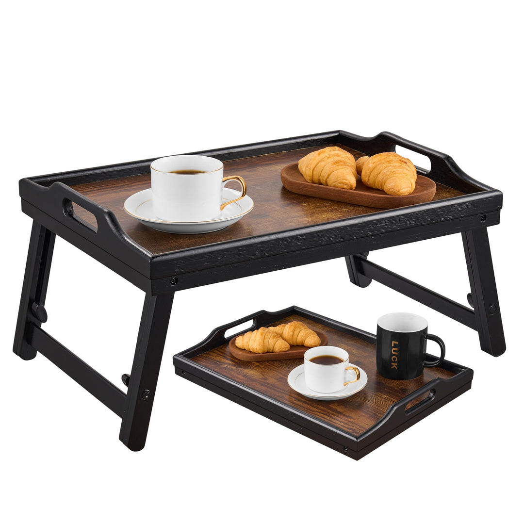 Klappbares Bambus Tablett höhenverstellbar für Bett und Sofa (22,5-32 cm) Notebooktisch & Frühstücks