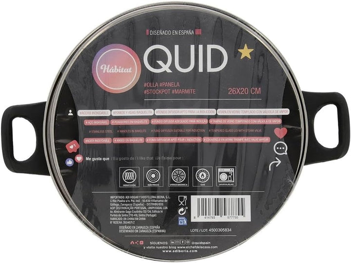 Quid 6024012 OLLA 26X20CM  INOX Kochtopf 26 x 20 cm Edelstahl Habitat QD, bunt
