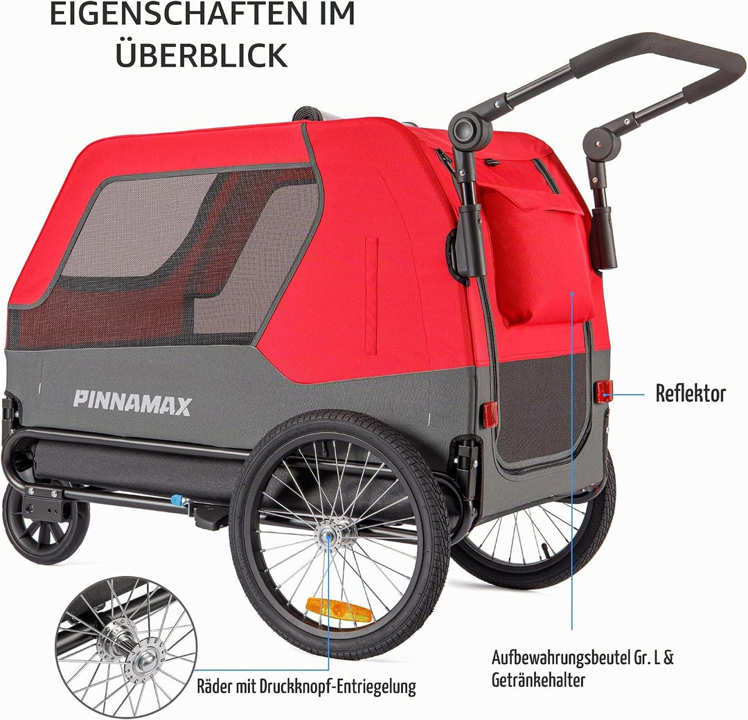 Hundeanhänger für Fahrräder – 2-in-1 Haustierbuggy, belastbar bis zu 45 kg – Fahrradanhänger für Hun