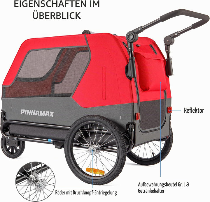 Hundeanhänger für Fahrräder – 2-in-1 Haustierbuggy, belastbar bis zu 45 kg – Fahrradanhänger für Hun