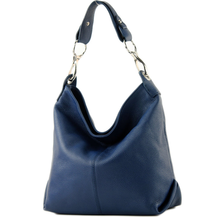 modamoda de T168 Damen Leder Schultertasche, handmade in Italy Saphirblau, Saphirblau