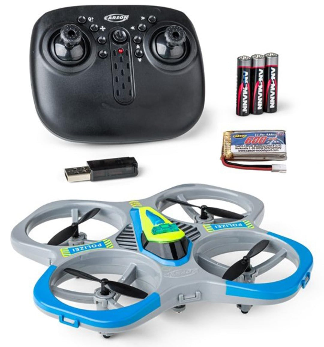 Carson Cyber Drone Polizei 2.4G 100% RTF - 100% flugfertig, Ferngesteuer; RC, inkl. Batterien und Fe