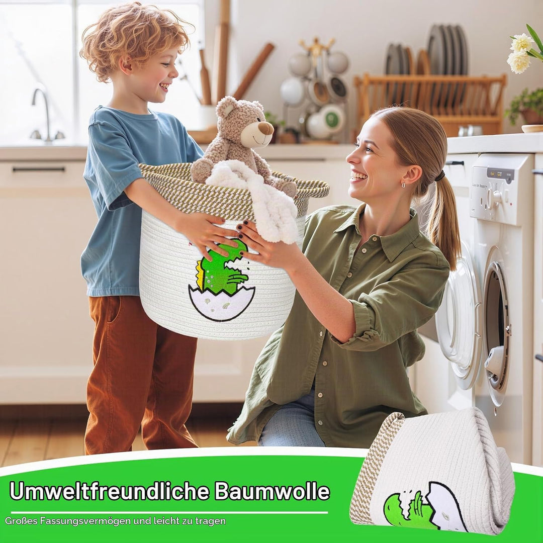 Aufbewahrungskorb Kinder aus Baumwolle, Kinderzimmer Aufbewahrung Körbe mit Griff für Spielzeug und