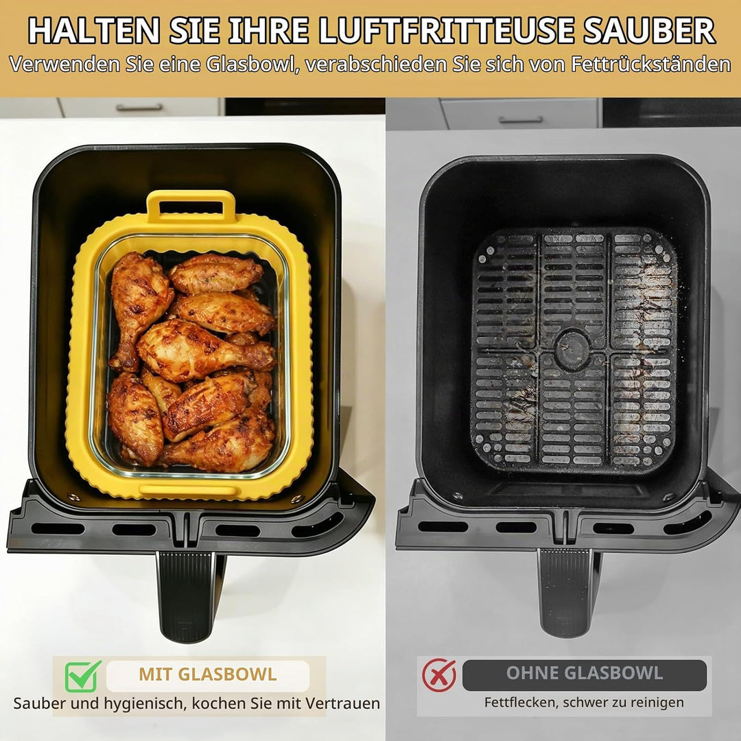 2 Stück Auflaufform Airfryer mit Herausnehmbarer Silikongriffen,Airfryer Heissluftfritteuse Zubehör