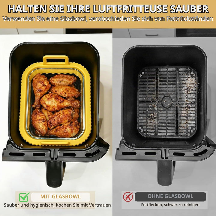 2 Stück Auflaufform Airfryer mit Herausnehmbarer Silikongriffen,Airfryer Heissluftfritteuse Zubehör