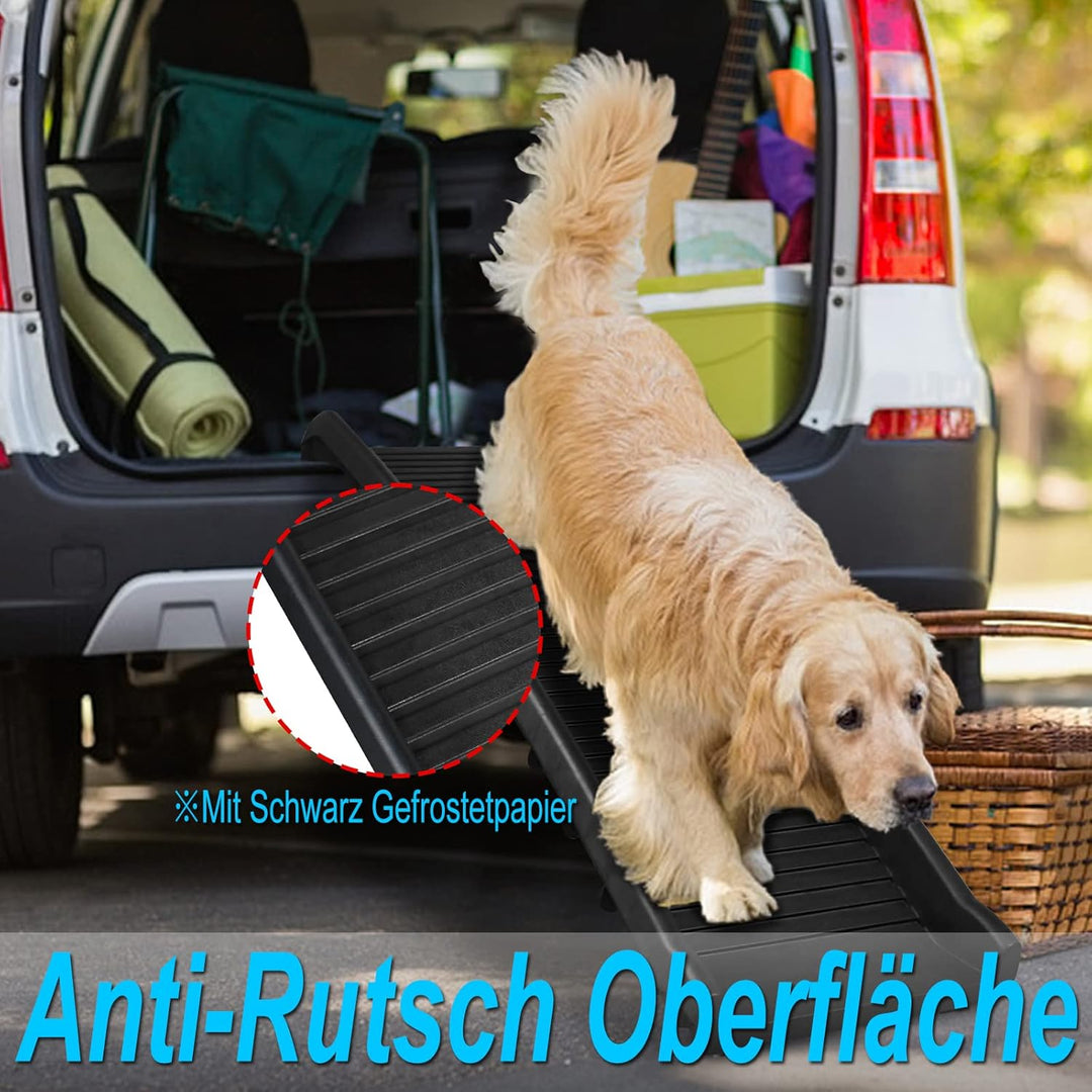 Schwarz Klappbar Hunderampe Auto Hundetreppe Anti-Rutsch Kofferraumrampe Autorampe Hunde-Rampe bis 9