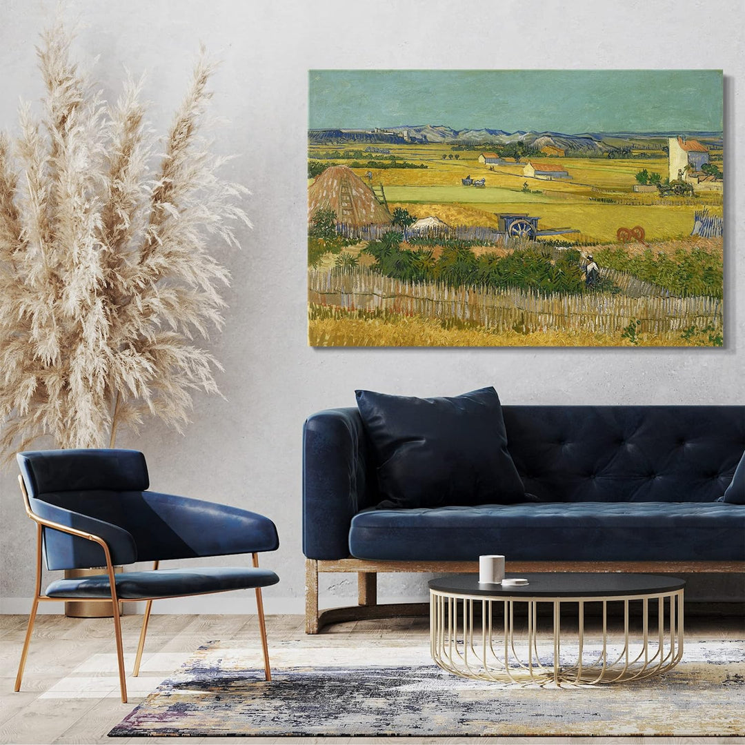 Printed Paintings Leinwand (100x70cm): Vincent Van Gogh - Die Ernte 100x70 cm, 100x70 cm