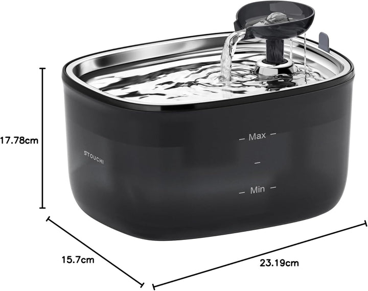 Katzenbrunnen,Super Leise Stouchi Edelstahl Trinkbrunnen für Katzen 2.5L Trinkbrunnen für Katze,LED