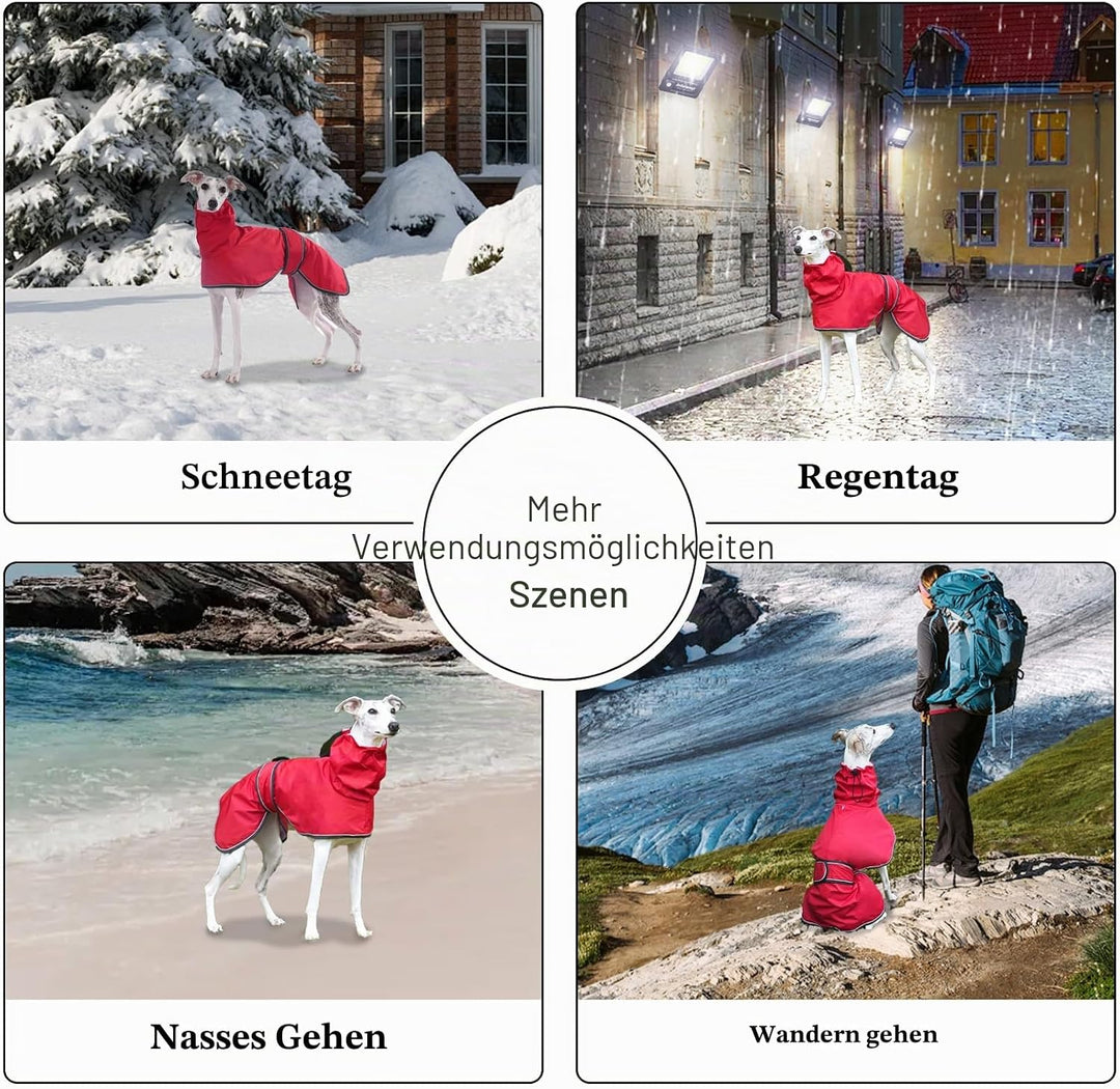Geyecete Windhund Leicht Hundejacke Regenjacke, Hunderegenmantel Wasserdicht Verstellbar Windhundeja