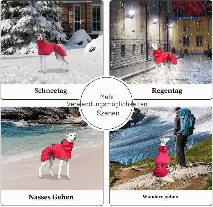 Geyecete Windhund Leicht Hundejacke Regenjacke, Hunderegenmantel Wasserdicht Verstellbar Windhundeja