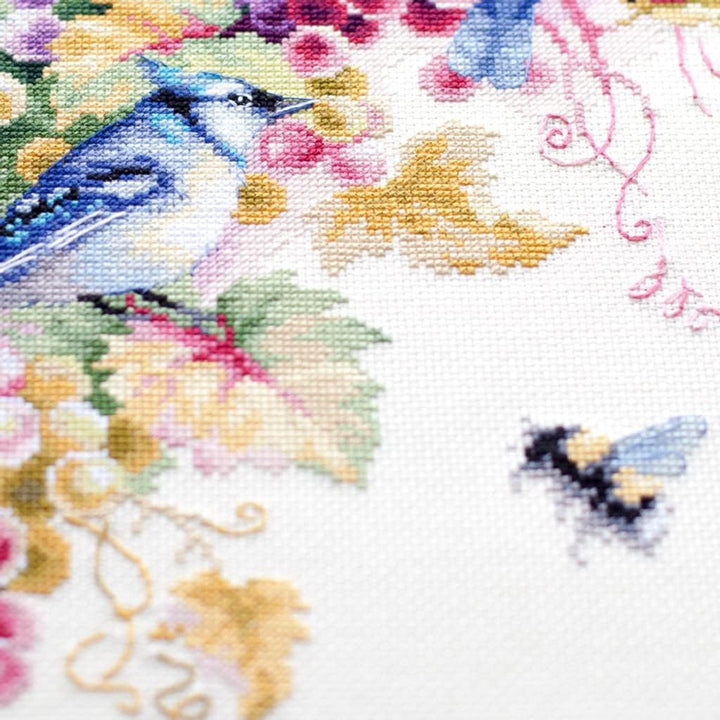 Magic Needle 130-022 ZW Blauhäher und Weintraube Kreuzstichset mit Zählmuster Zweigart Edition, Baum