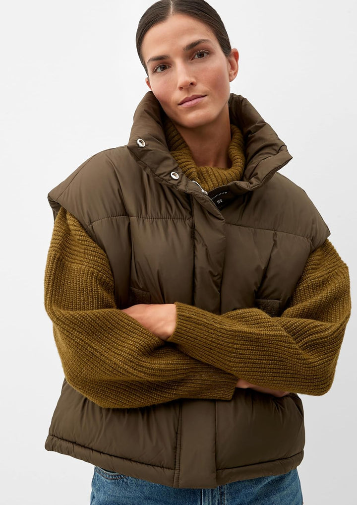 s.Oliver Steppweste mit Stehkragen, XL Khaki/Oliv