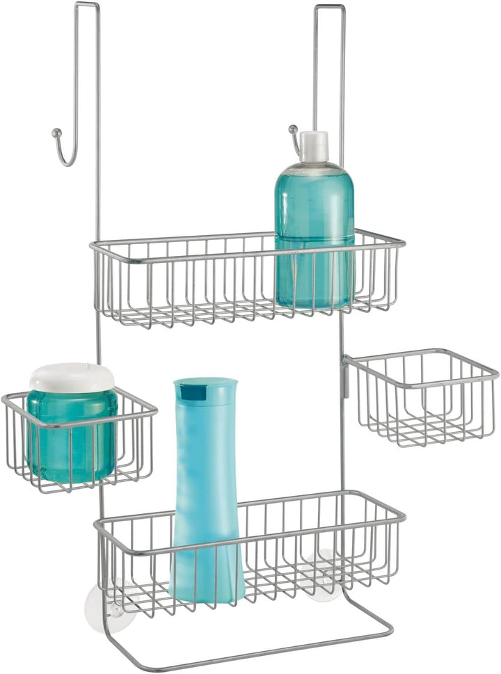mDesign Duschablage zum Hängen über die Duschtür - Duschregal ohne Bohren zu montieren - Duschkörbe