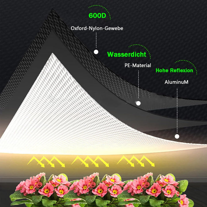 Growzelt Komplettset Anbau Set mit 200W LED Vollspektrum Grow Lampe Dimmbar, 120x120x200cm GrowZelt
